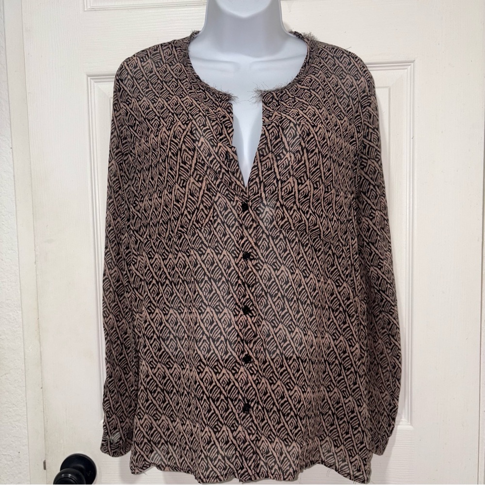 3/$15 MUST BUNDLE -  Silence and Noise Patterned Taupe and Black Women's Top
